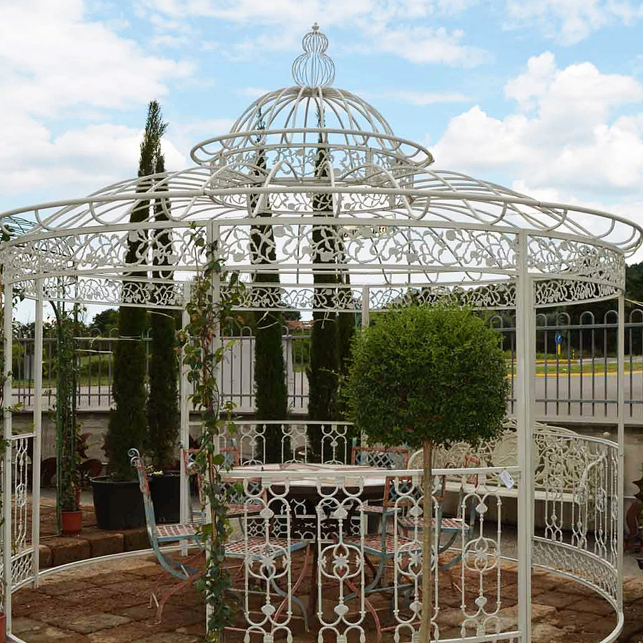 White iron garden gazebo, early 20th century 2