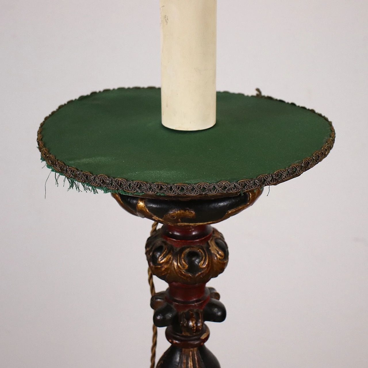 Carved wood and metal floor lamp 5