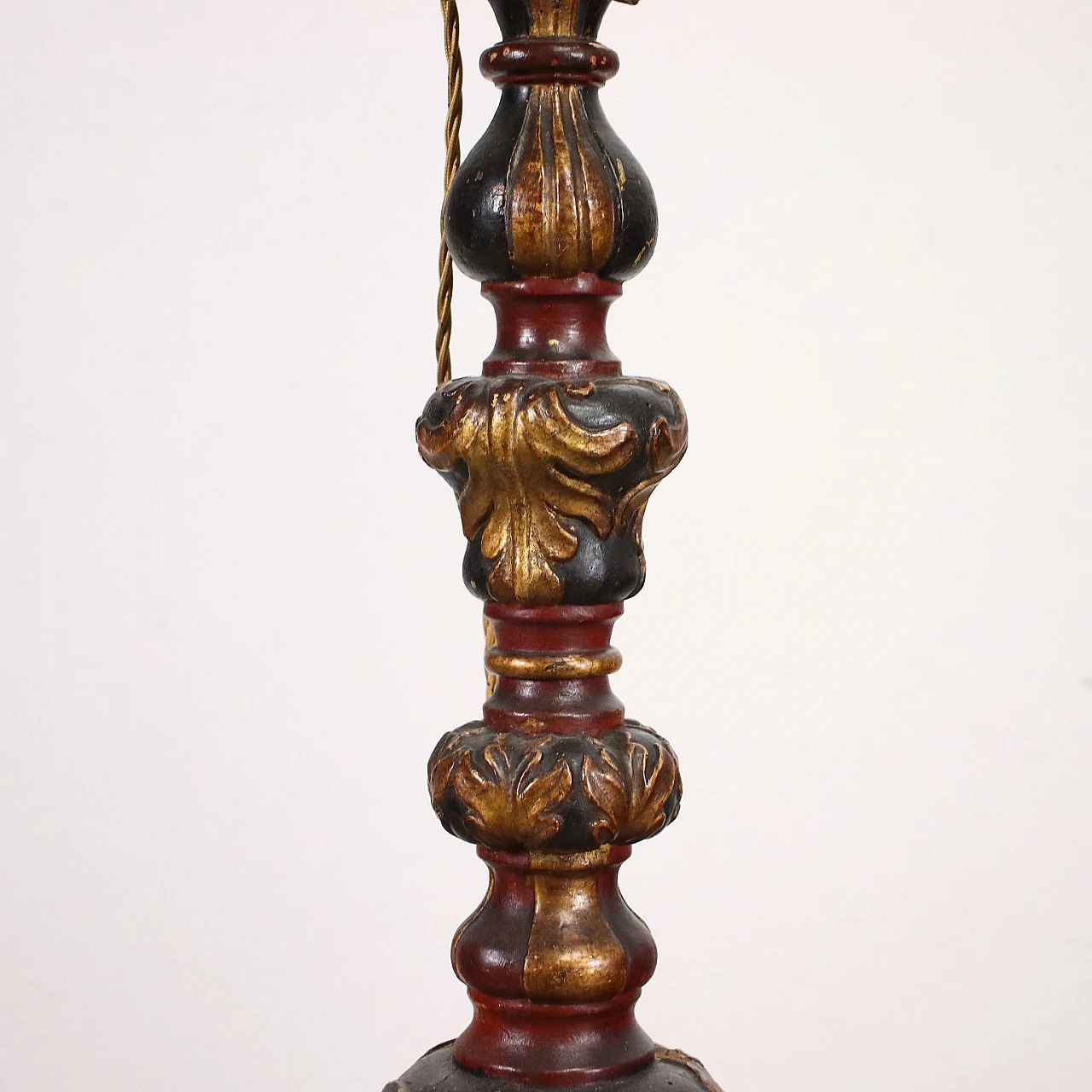 Carved wood and metal floor lamp 6