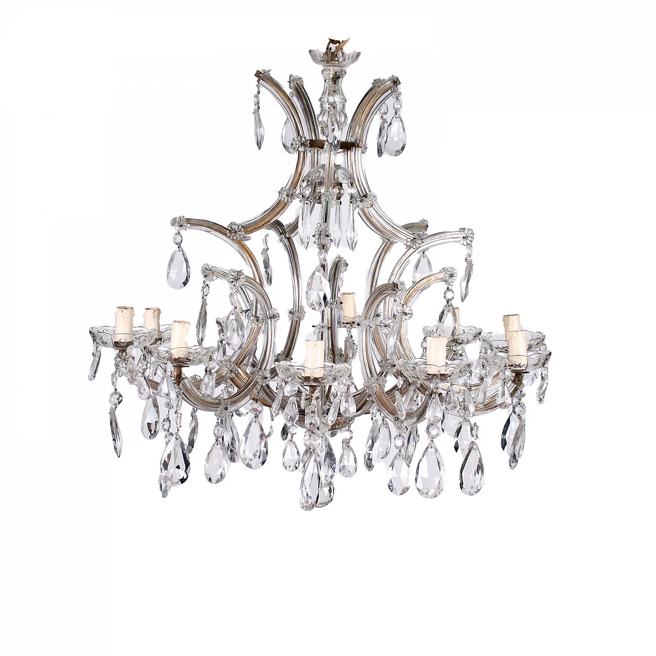 Maria Theresa style ten-light chandelier with glass pendants 1