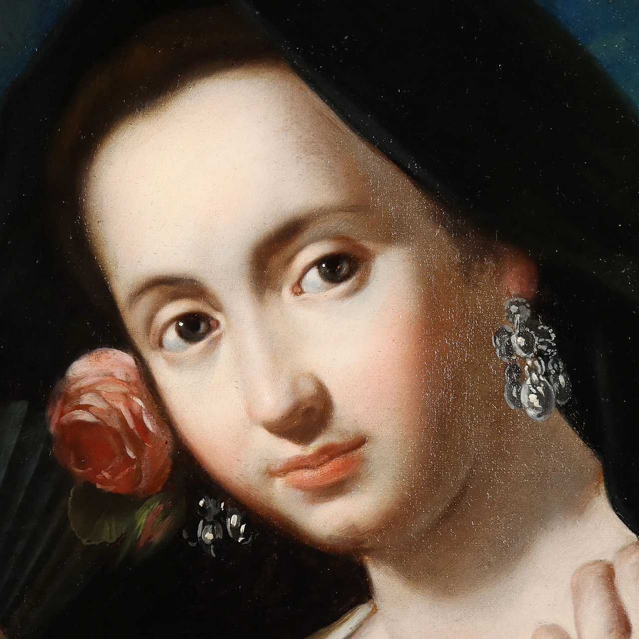 Portrait of a young lady, oil on canvas, 19th century 3