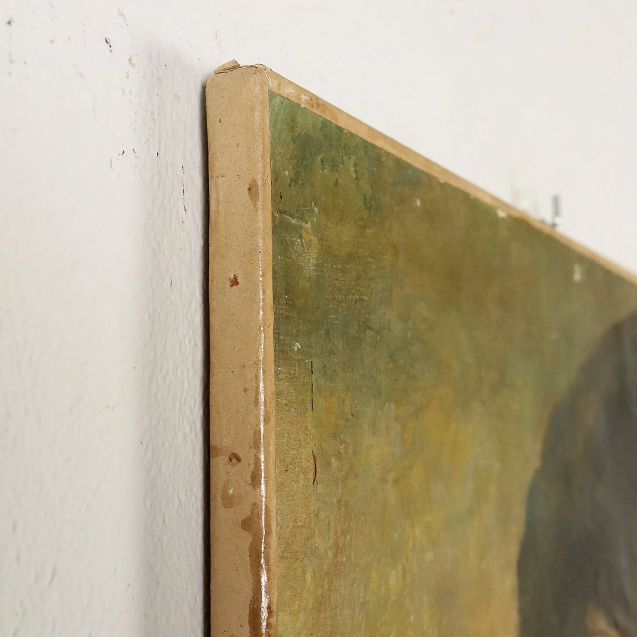 Paesaggio arcadico con scultura e fanciulla, dipinto a olio su tela, '800 8