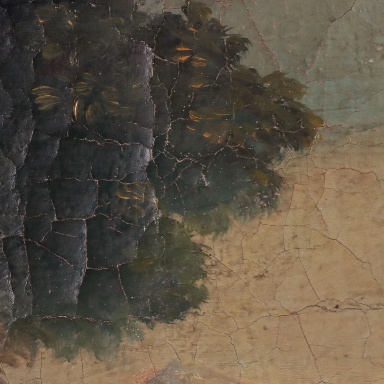 Northern Italy landscape with figures and architectures, oil painting on canvas, 18th century 6