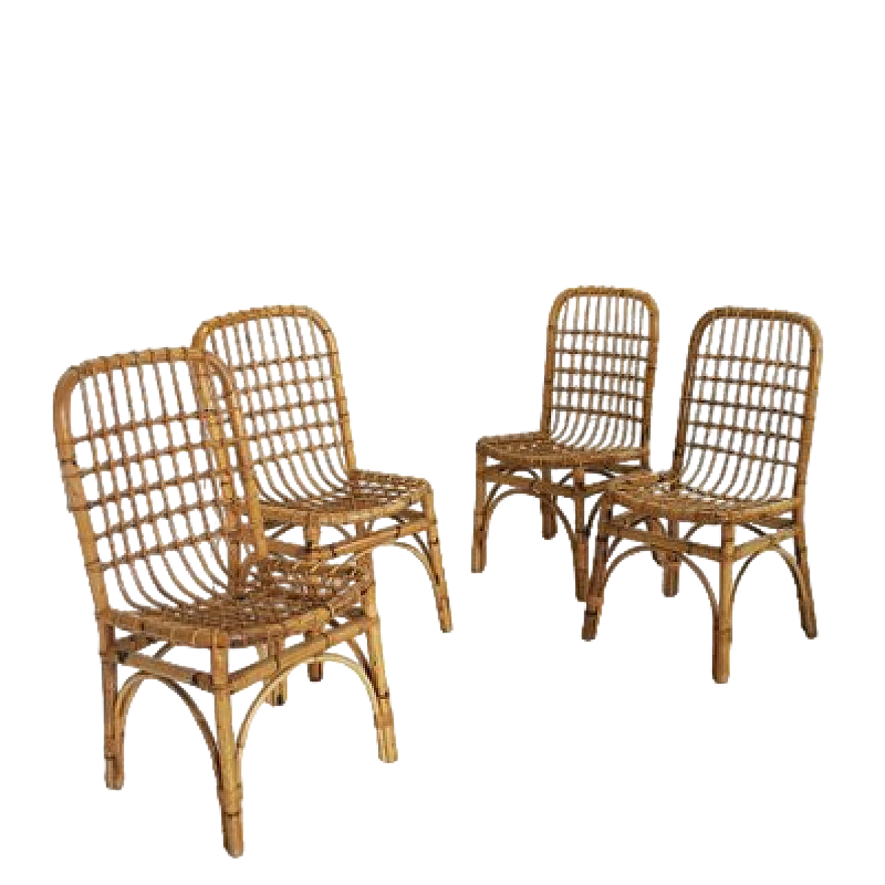 Four bamboo chairs in the style of Albini, 1960s 11