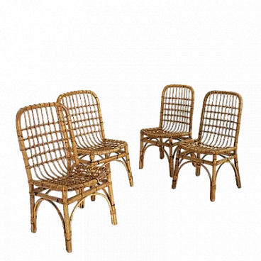 Four bamboo chairs in the style of Albini, 1960s