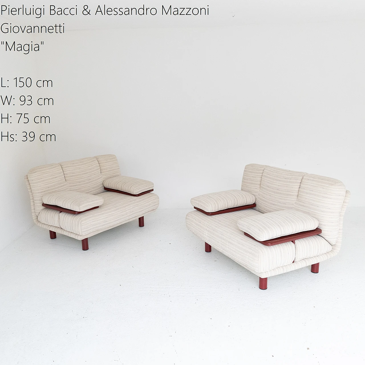 Pair of Magia armchairs by Bacci and Mazzoni for Giovannetti, 1980s 1