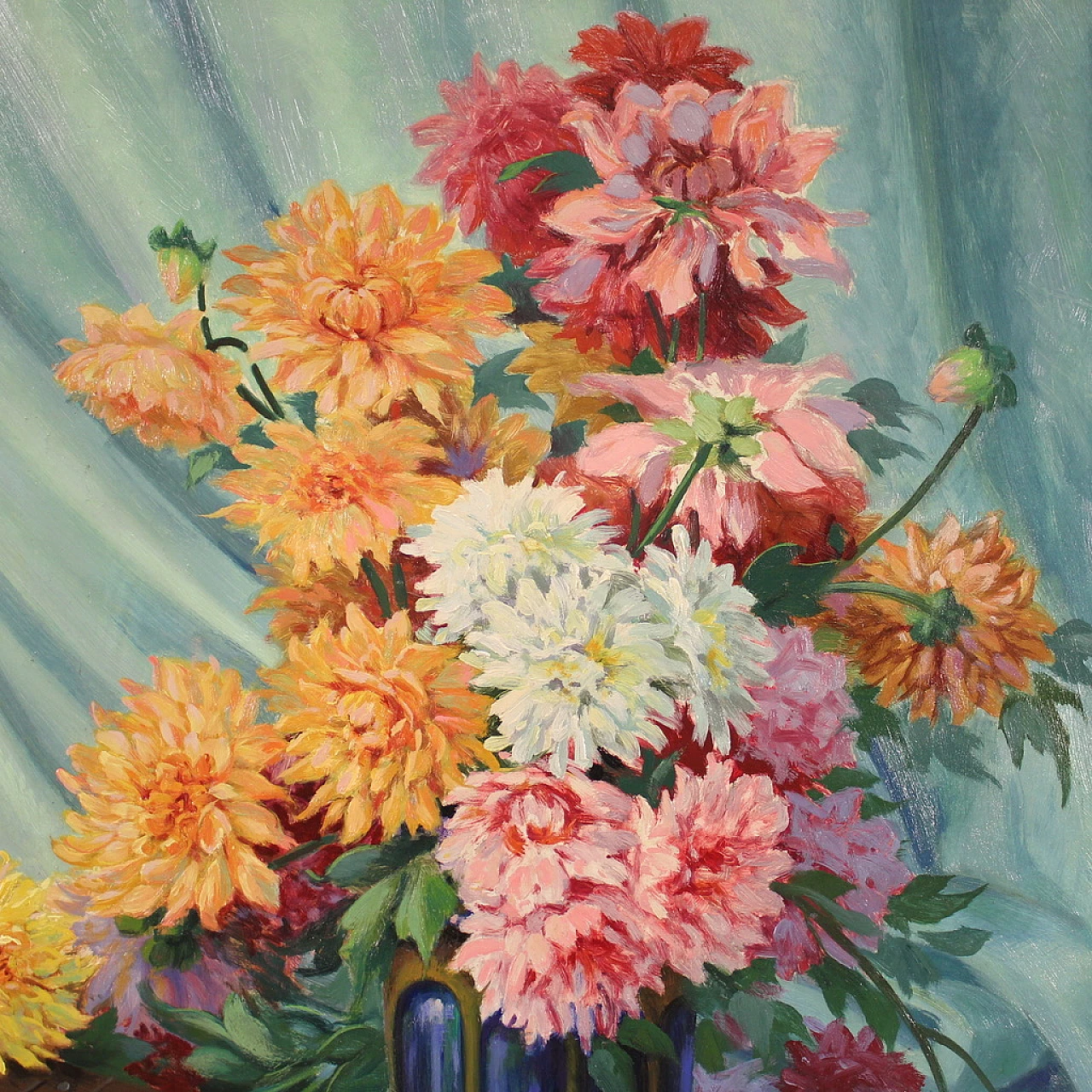 R. Emmanuel, Still life with flowers and a guitar, oil on masonite 6