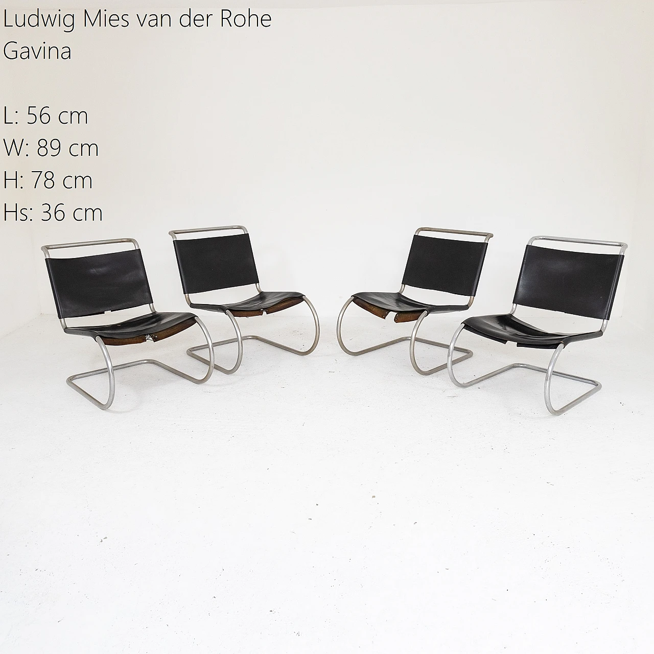 4 Sedie di Ludwig Mies van der Rohe per Gavina, anni '60 1
