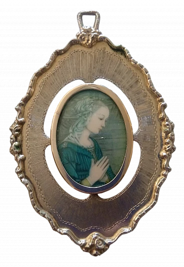 Pendente in argento 800 con ritratto di donna, anni '10