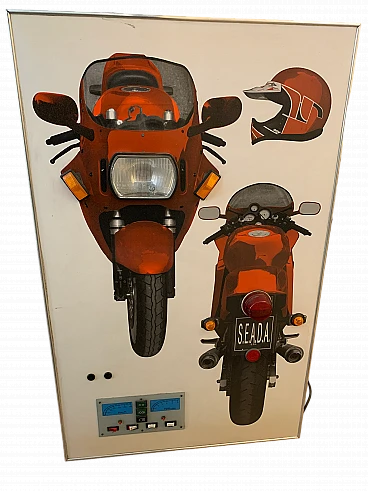 Motorcycle driving school panel in plastic, 1980s