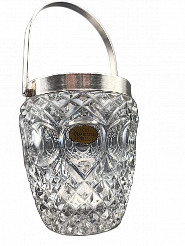 Ice bucket in crystal and silver, 1960s