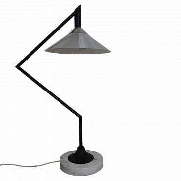 Steel table lamp with marble base in Sarfatti's style, 1970s