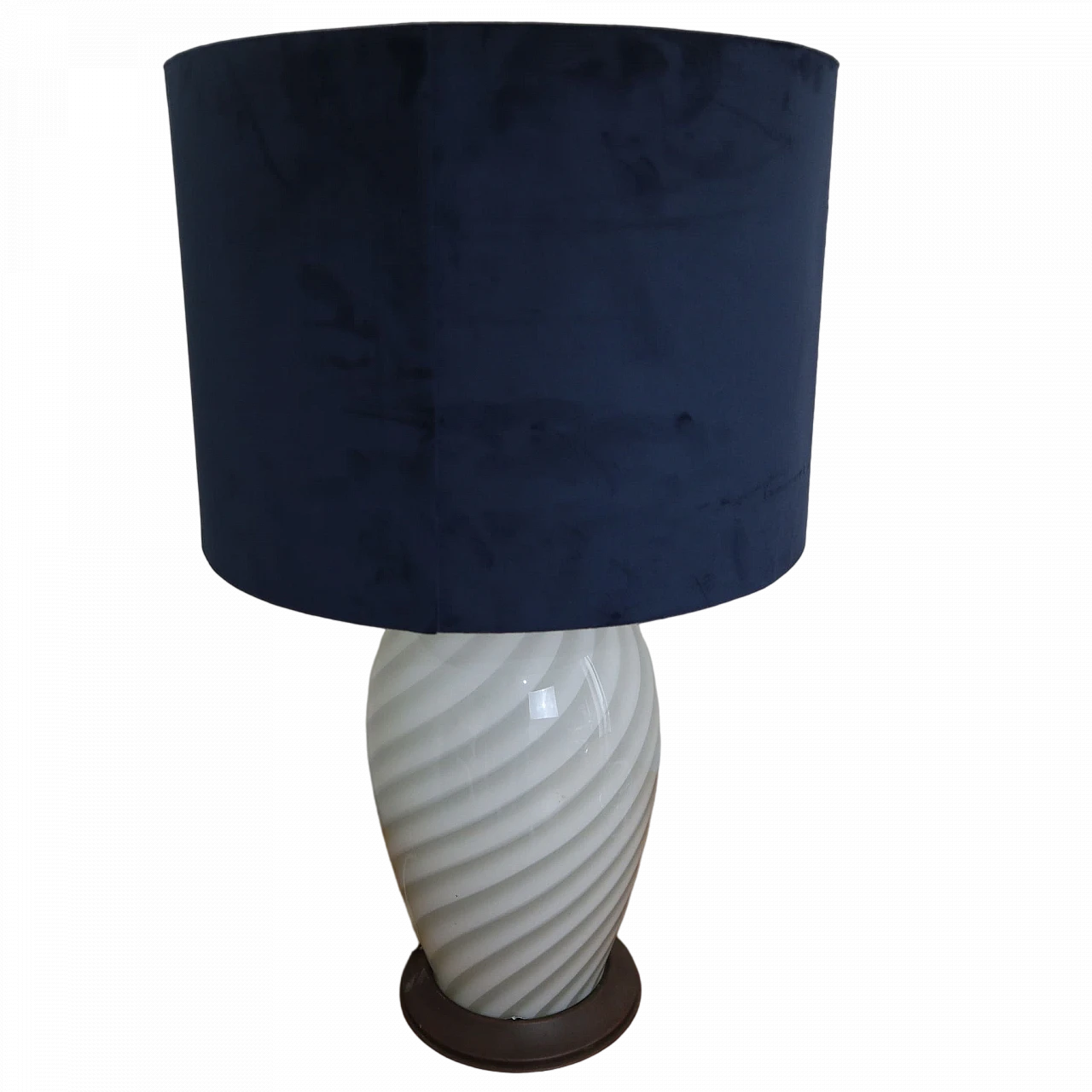 Lampada in vetro di Murano e paralume blu di T. Barbi, anni '70 7