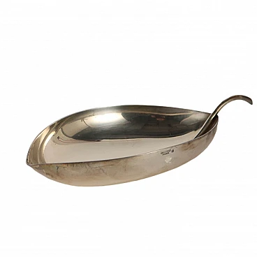 Silver-plated metal leaf bowl by L. Sabattini for Christofle, 1950