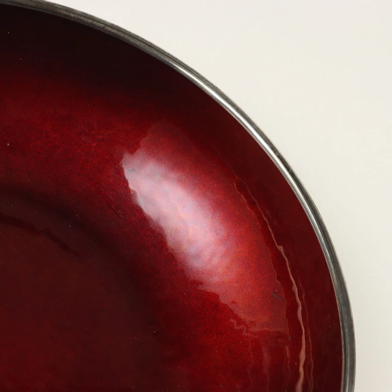 Silver and red enamel bowl by Fratelli Ranzoni, 1960s 3