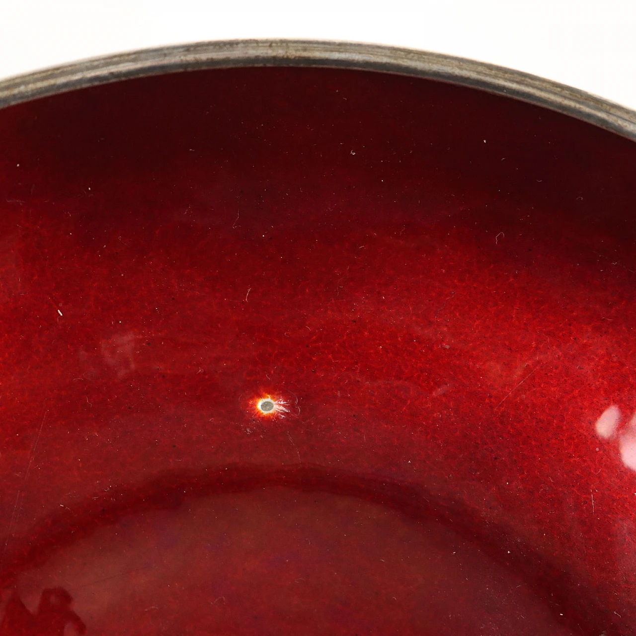 Silver and red enamel bowl by Fratelli Ranzoni, 1960s 5