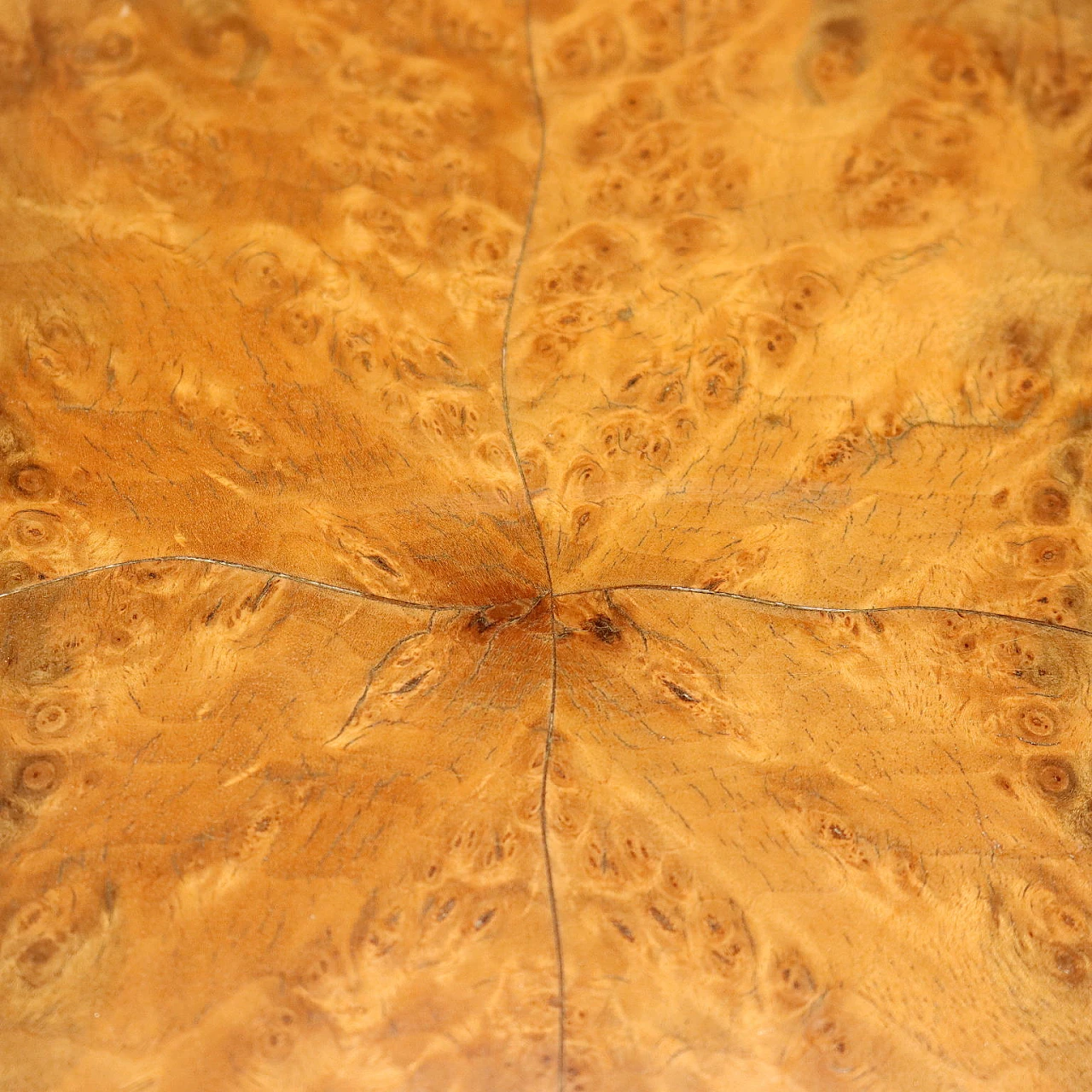 Tavolo in legno impiallacciato noce e radica con profili in ottone, anni '30 3