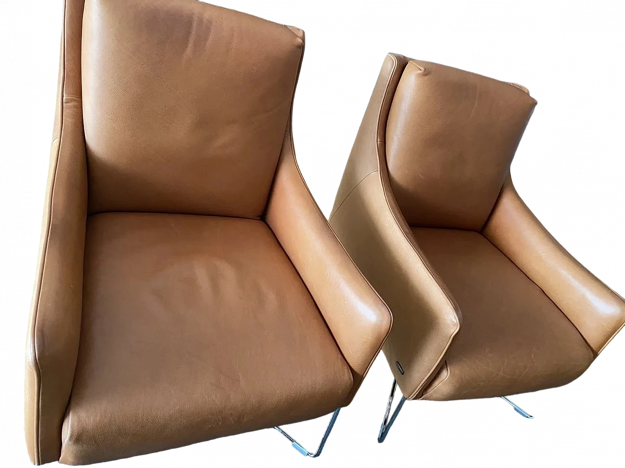 Pair of B903 Regina armchairs in leather by Natuzzi, 2000s 10