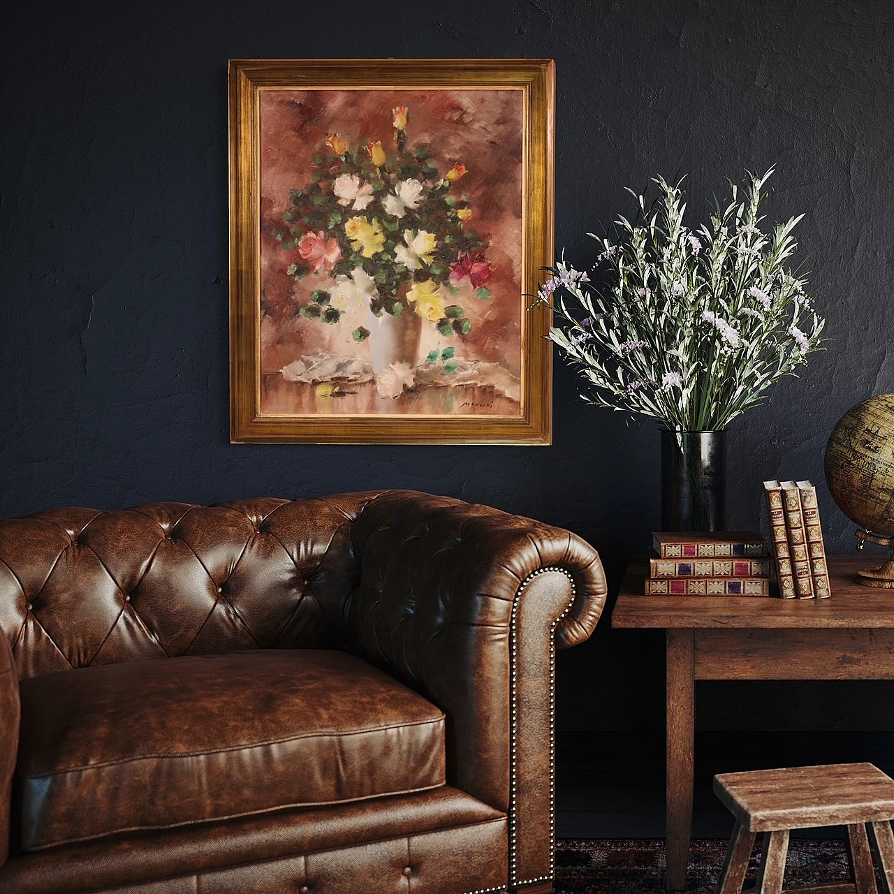 Still life vase with flowers, acrylic on canvas, 1950s 14