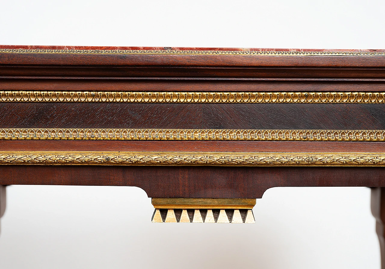 Mahogany coffee table with marble top & bronze details, 19th century 3