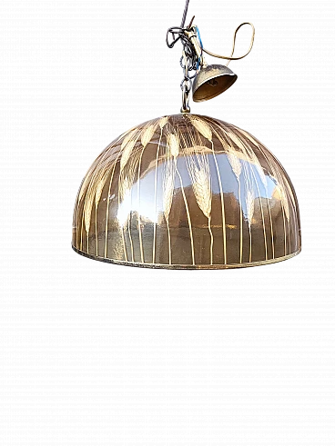 Perspex and brass hanging lamp, 1970s
