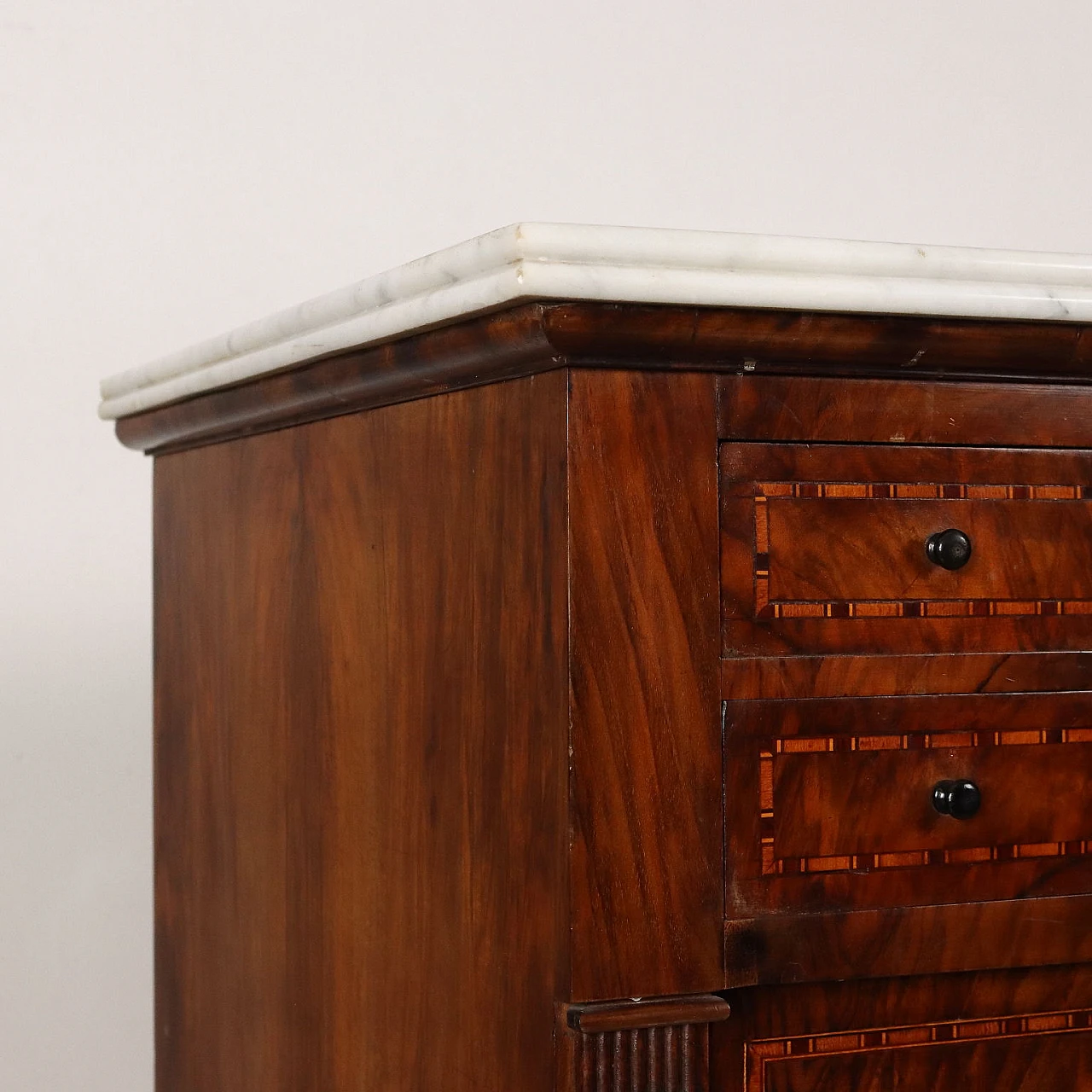 Walnut sideboard with maple inlays and marble top, 19th century 4