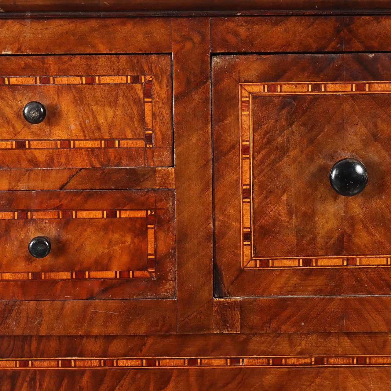 Walnut sideboard with maple inlays and marble top, 19th century 5
