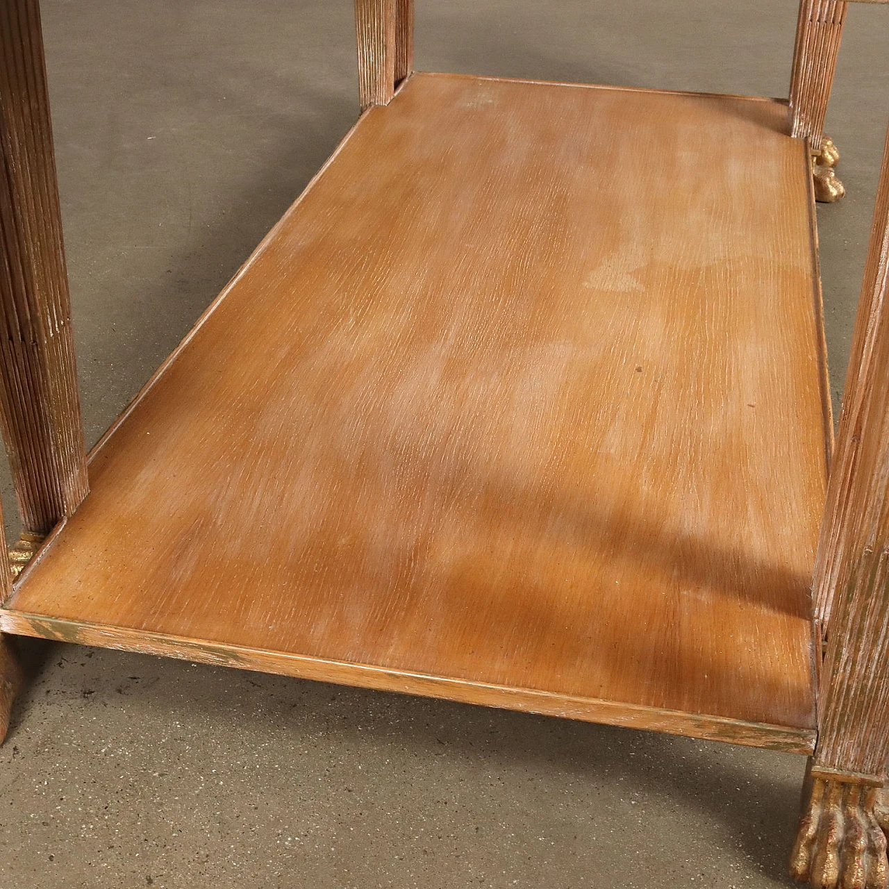 Tavolo in legno con piano in marmo e piedi leonini 7