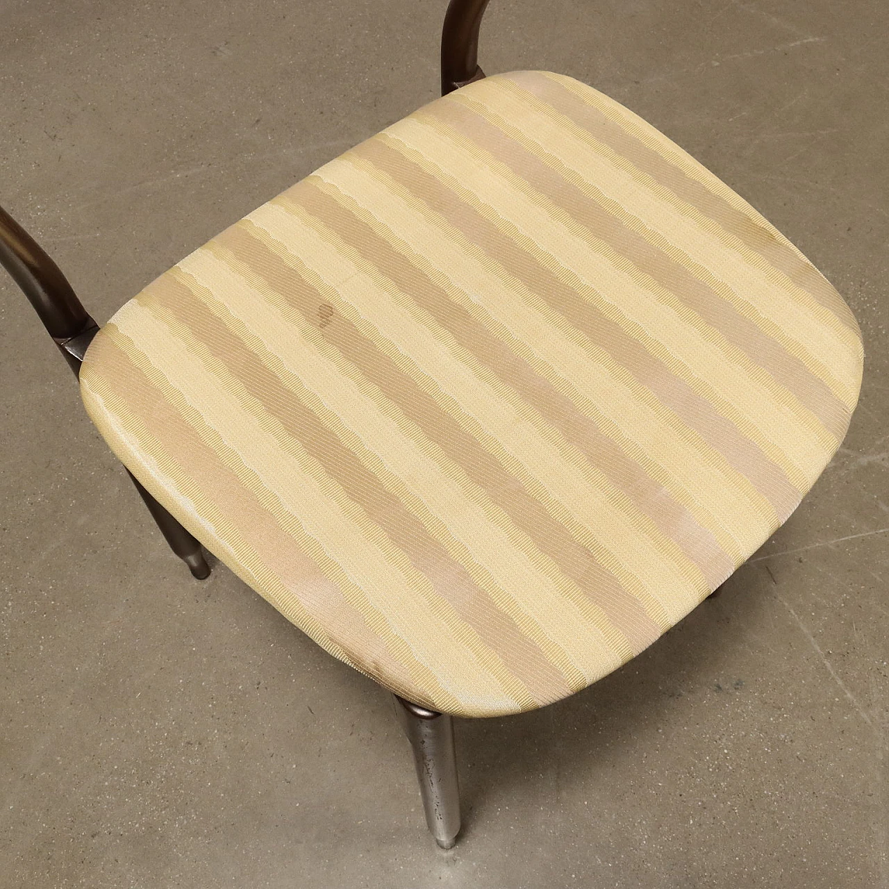 6 Enameled wood chairs with foam & fabric seat, 1960s 7