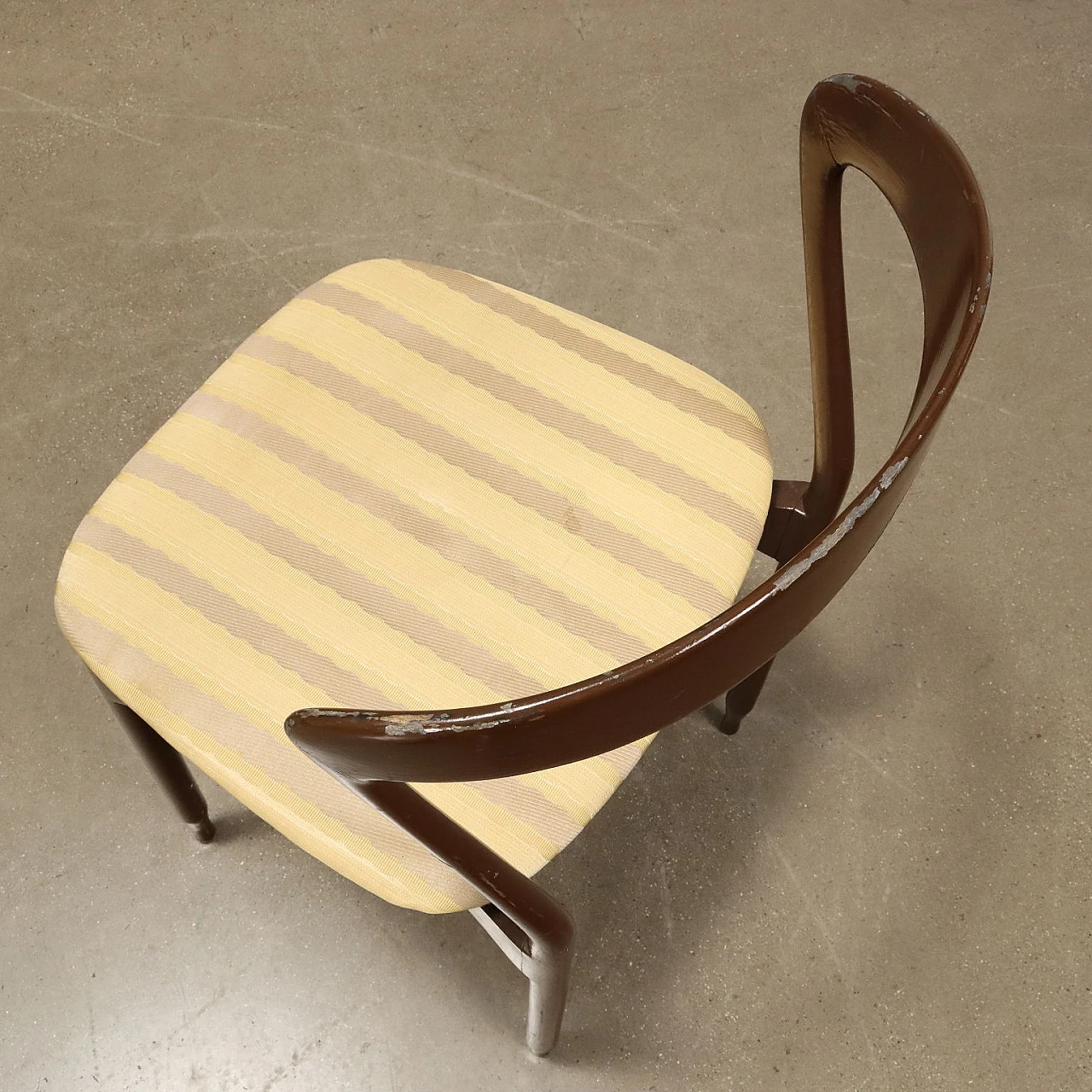6 Enameled wood chairs with foam & fabric seat, 1960s 8