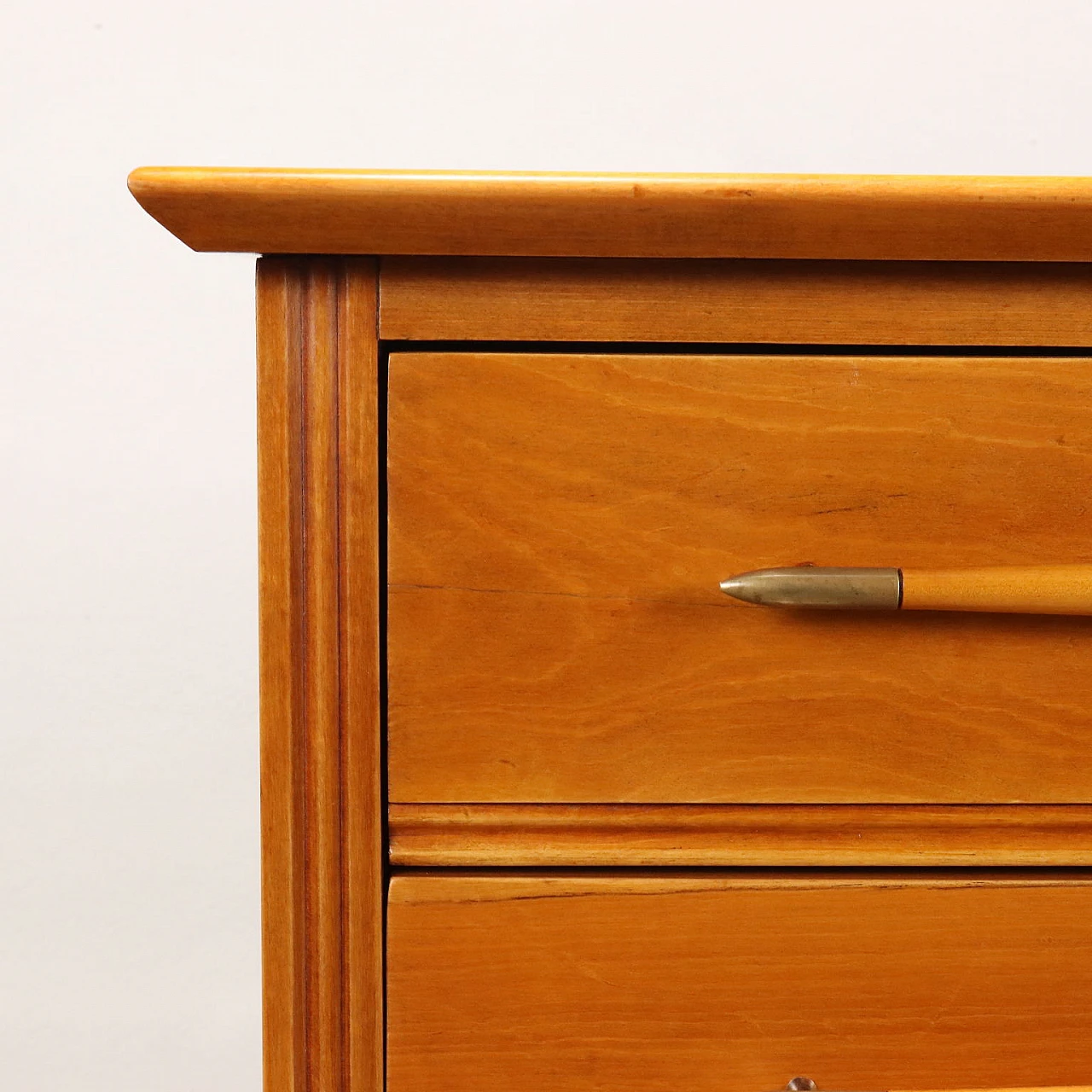 Brass and poplar veneer dresser with six drawers, 1950s 4