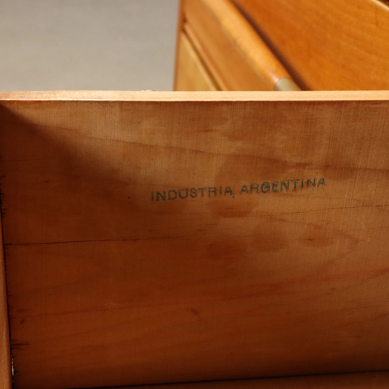 Brass and poplar veneer dresser with six drawers, 1950s 7