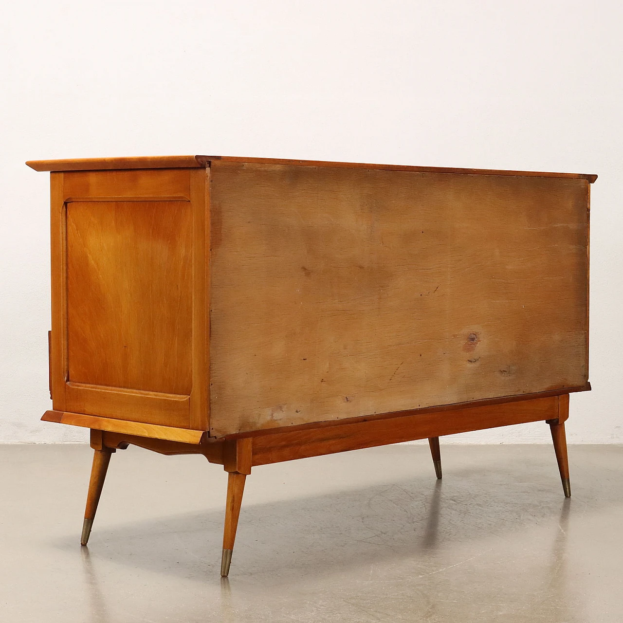 Brass and poplar veneer dresser with six drawers, 1950s 10