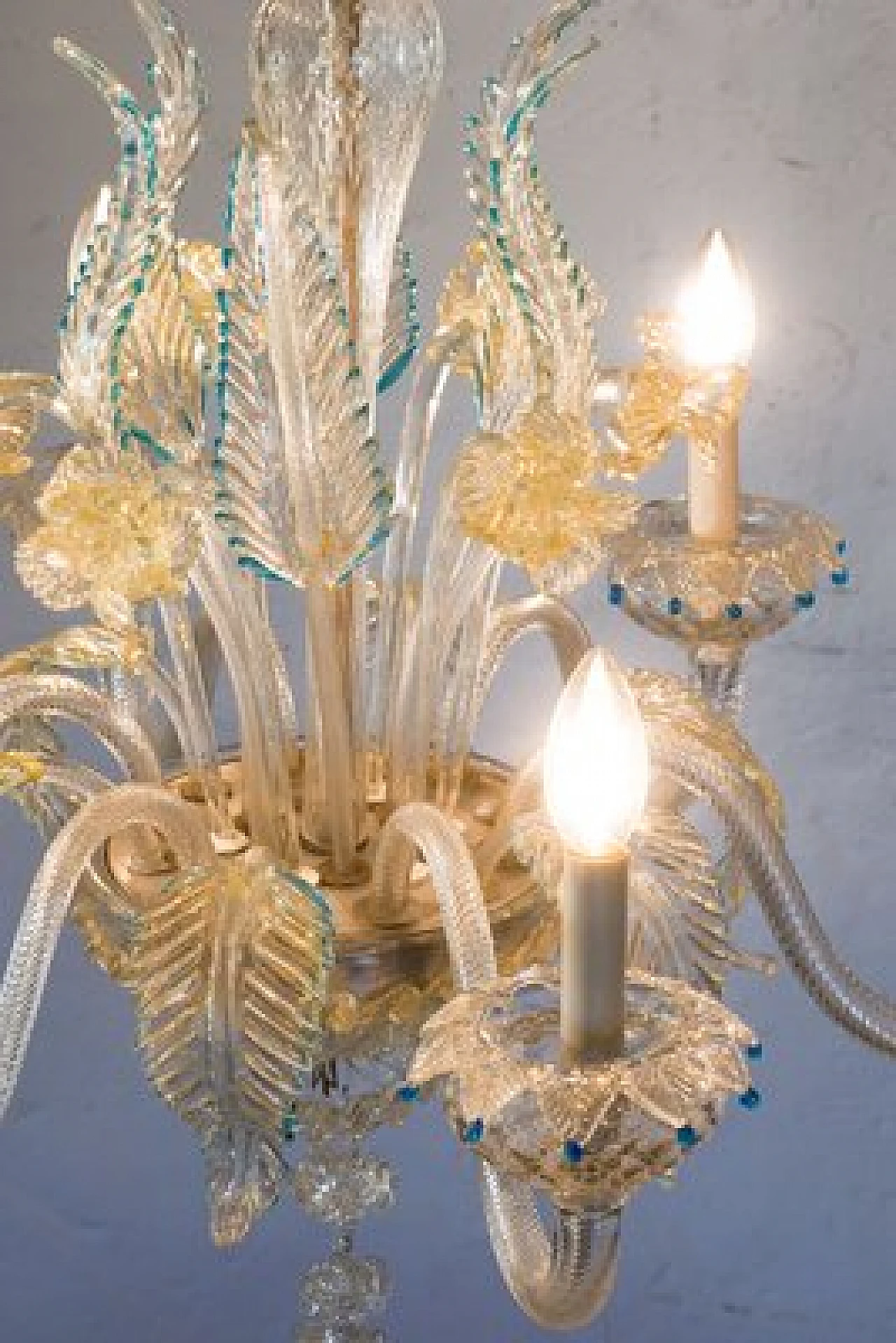 Lampadario in vetro di Murano soffiato a forma di bouquet, anni '40 6