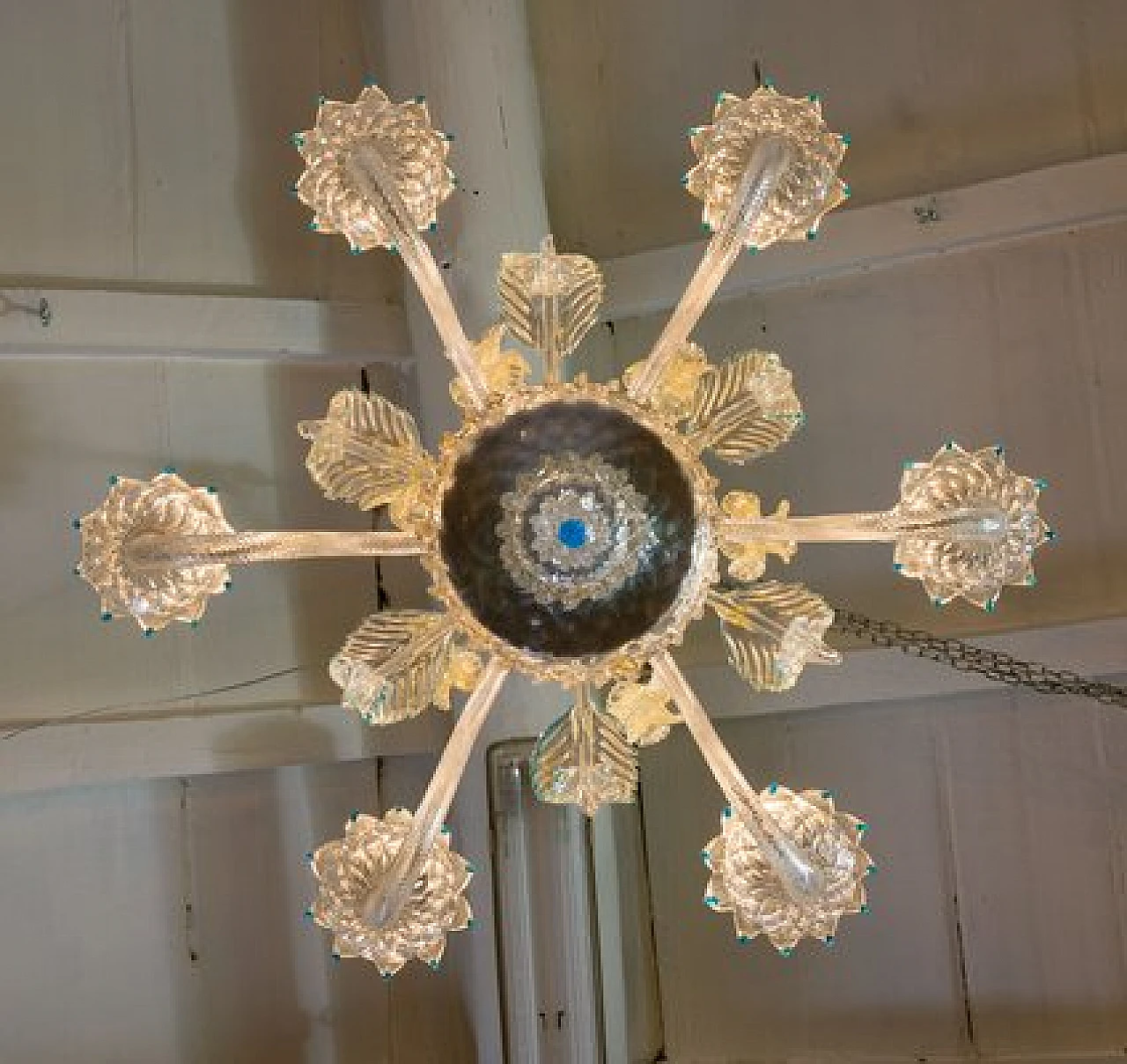 Lampadario in vetro di Murano soffiato a forma di bouquet, anni '40 7