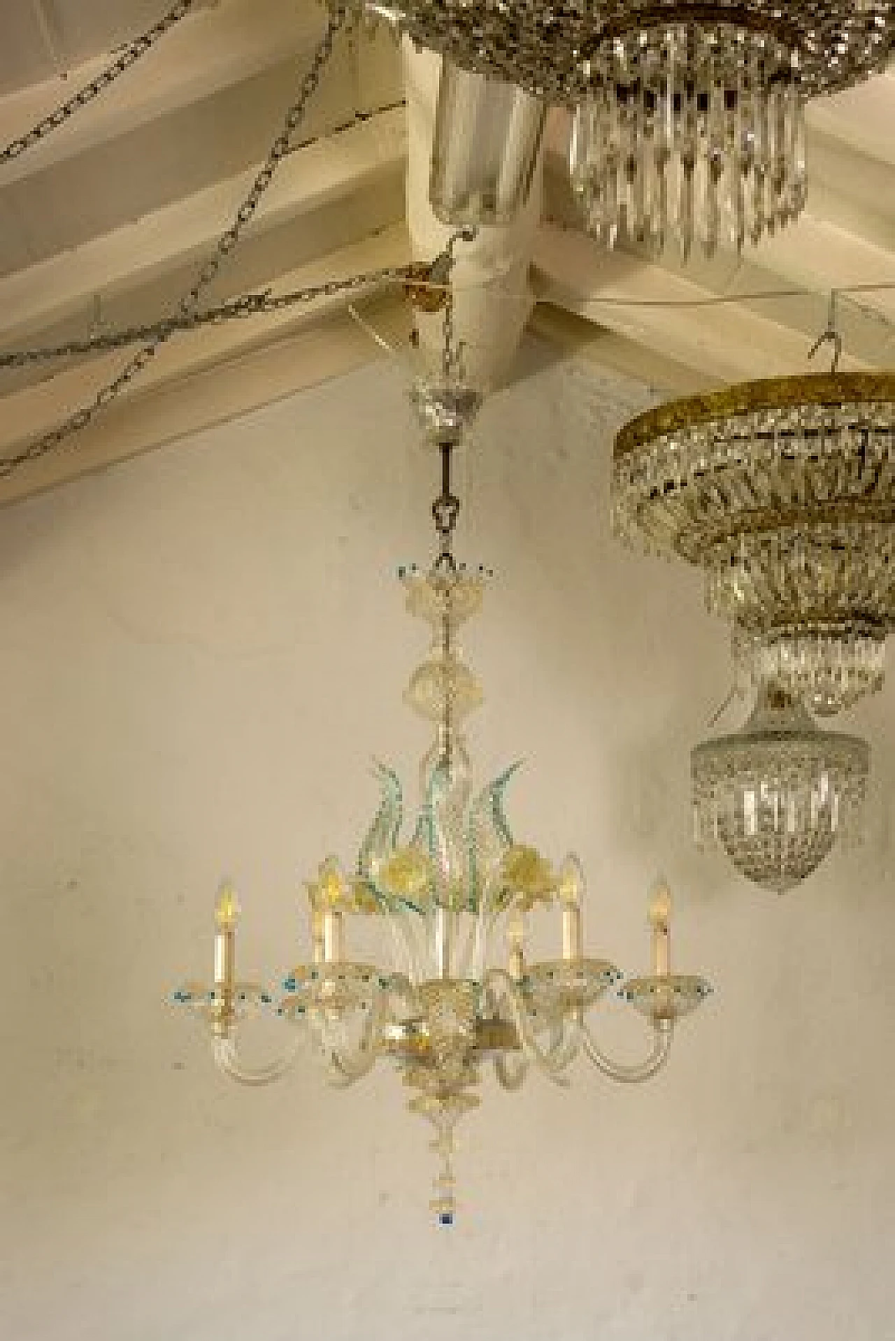 Lampadario in vetro di Murano soffiato a forma di bouquet, anni '40 8