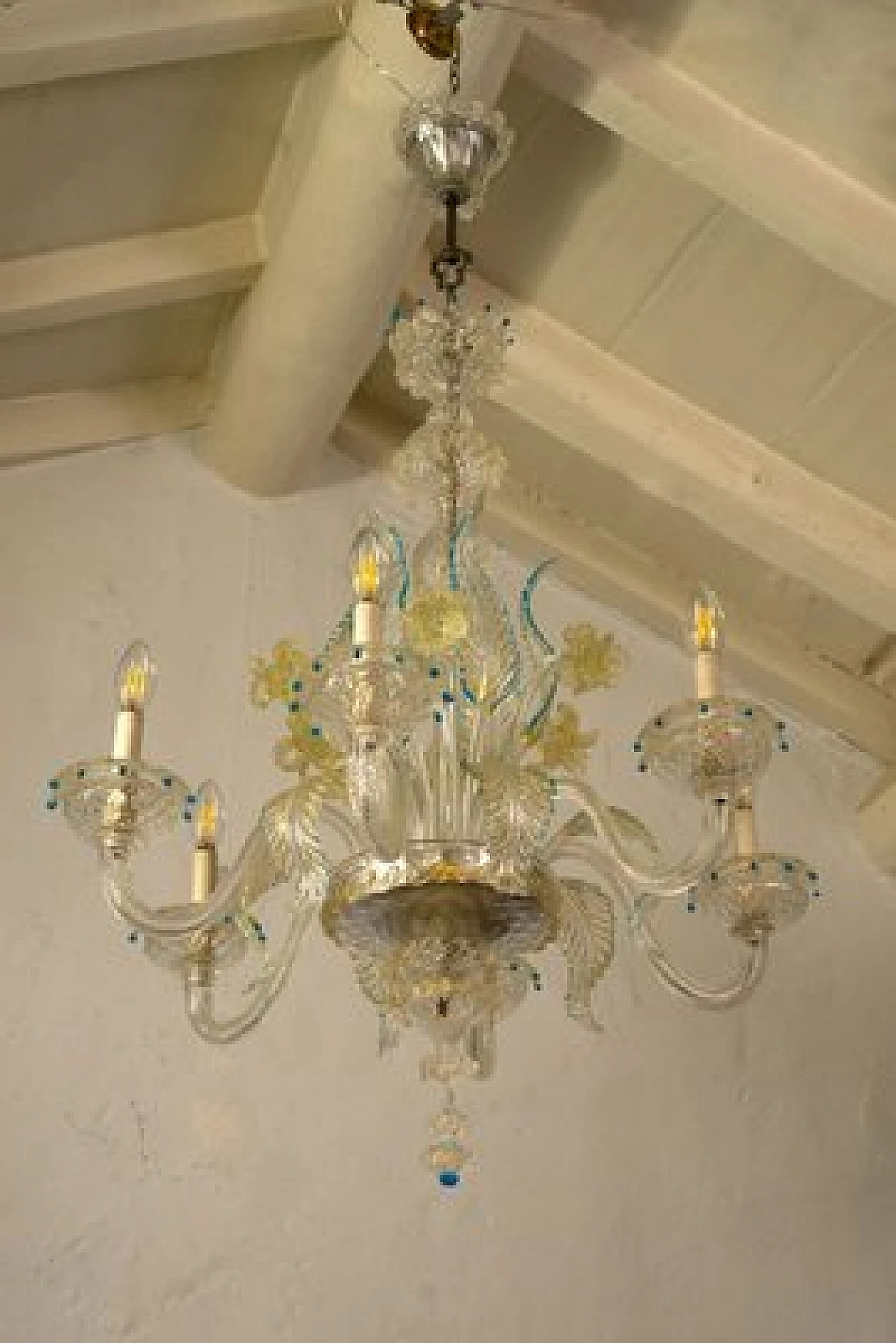 Lampadario in vetro di Murano soffiato a forma di bouquet, anni '40 11