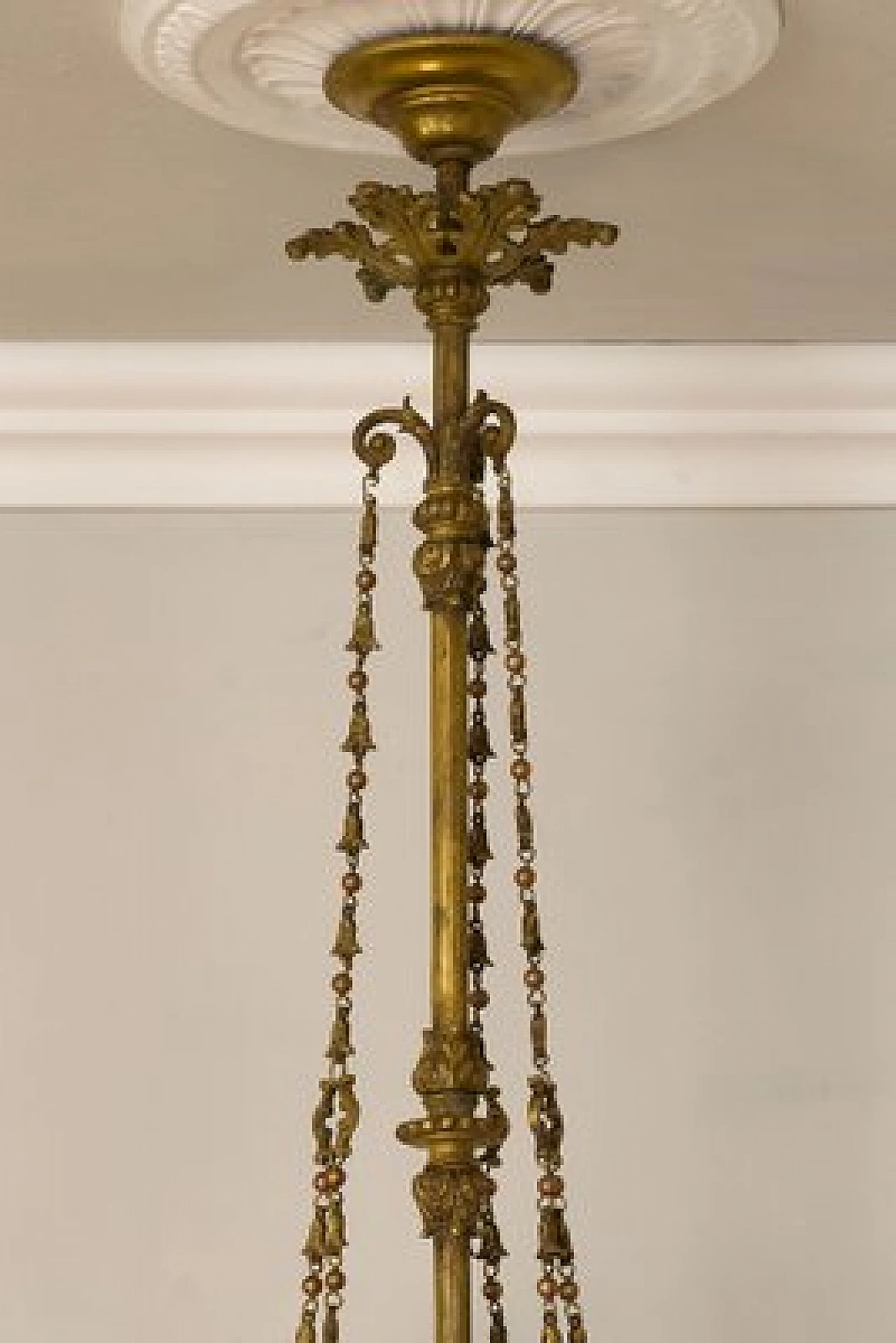 Nine-light Art Nouveau brass and crystal chandelier, 1920s 8