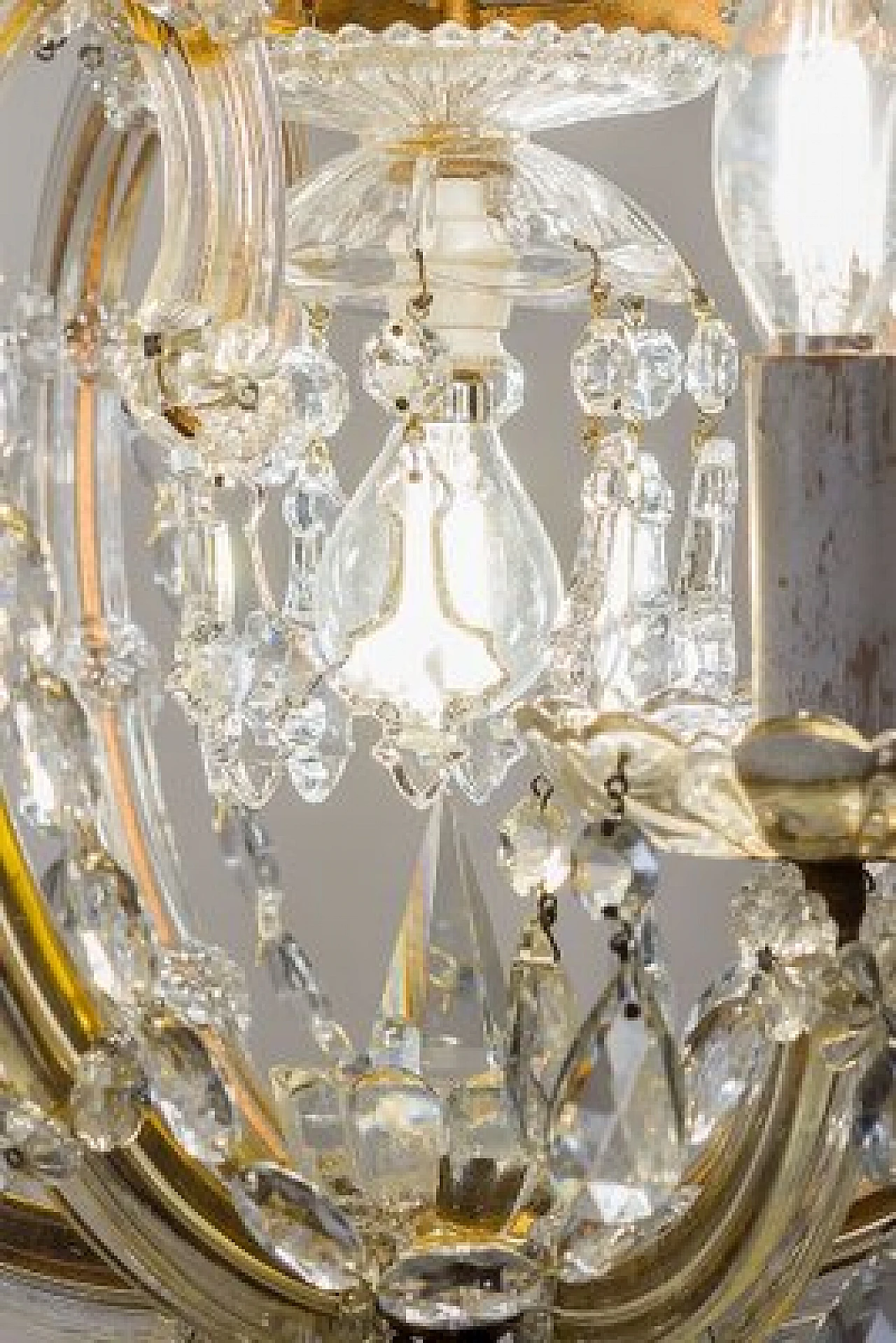 Lampadario Maria Teresa ferro battuto e vetro, anni '50 3