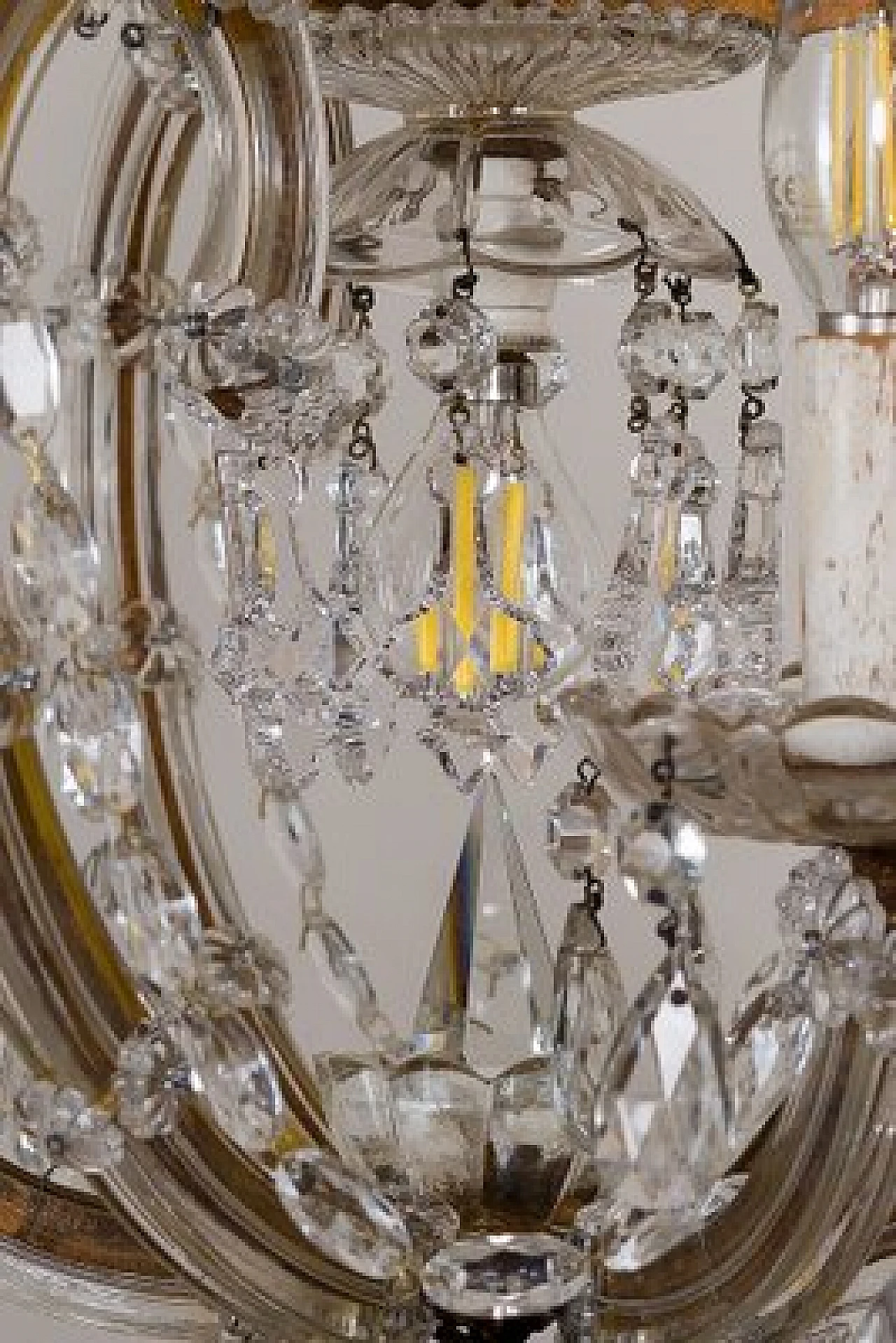 Lampadario Maria Teresa ferro battuto e vetro, anni '50 4