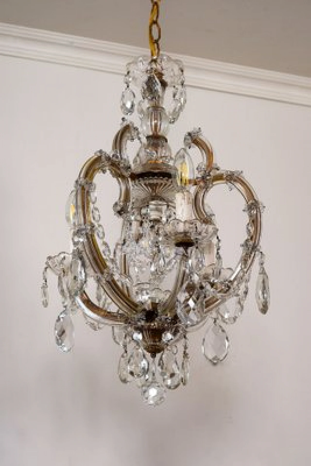 Lampadario Maria Teresa ferro battuto e vetro, anni '50 5