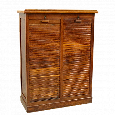 Double shutter oak file cabinet, early 20th century