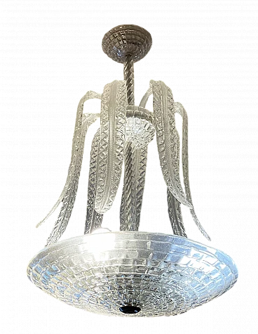 Lampadario in vetro di Murano con foglie di Barovier & Toso, anni '40