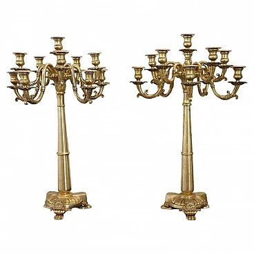 Pair of gilded bronze candlesticks, late 19th century