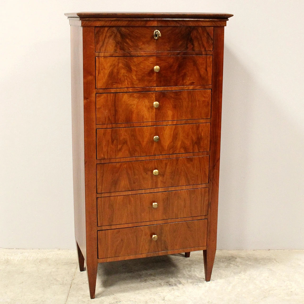 Settimino in noce e lastronato in noce, '800 1