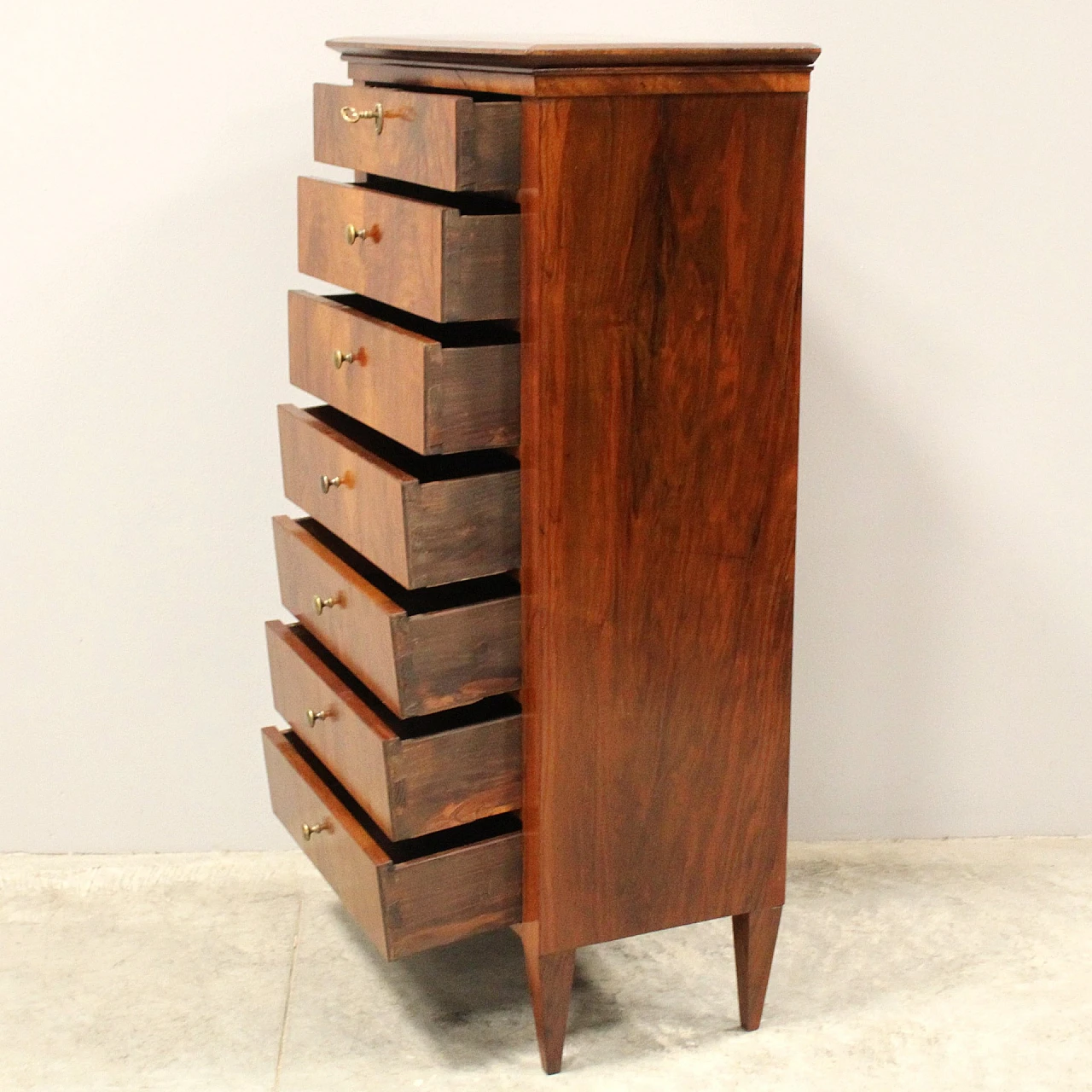 Settimino in noce e lastronato in noce, '800 2