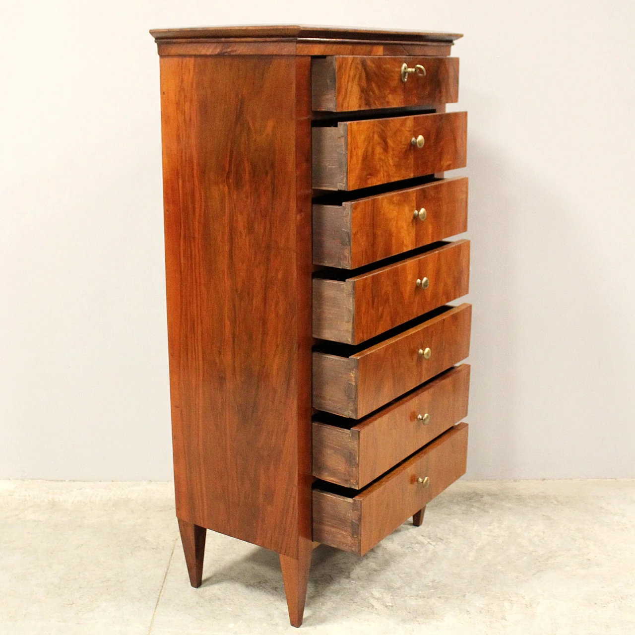 Settimino in noce e lastronato in noce, '800 6