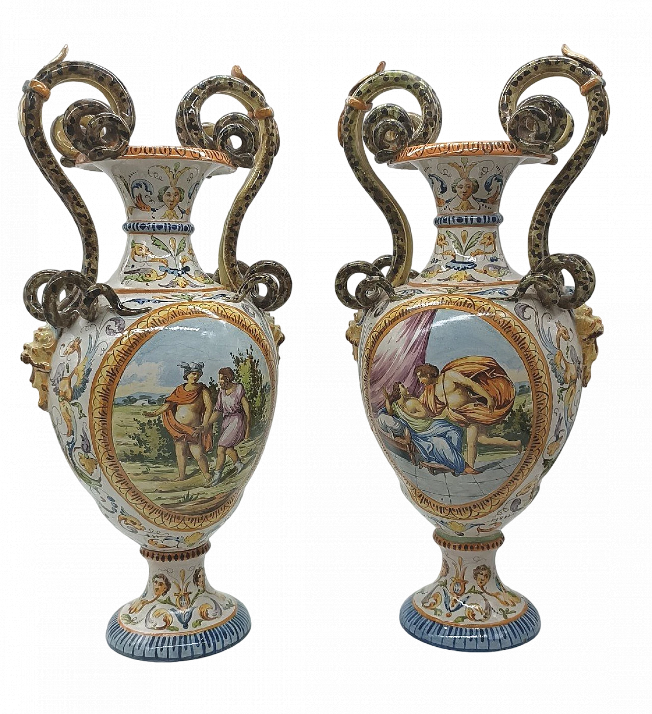Pair of majolica vases by Mollica manufactory, 19th century 2