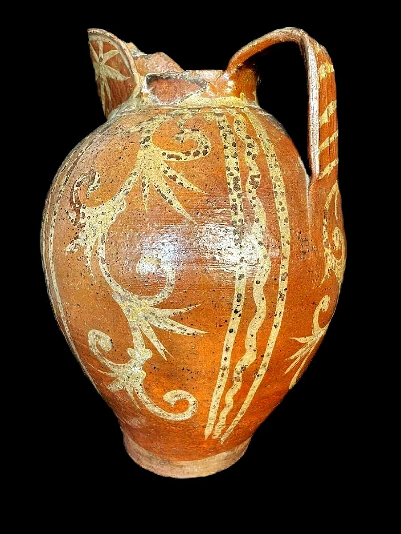 Orcio a beccaccia in terracotta invetriata e dipinta, '600 3