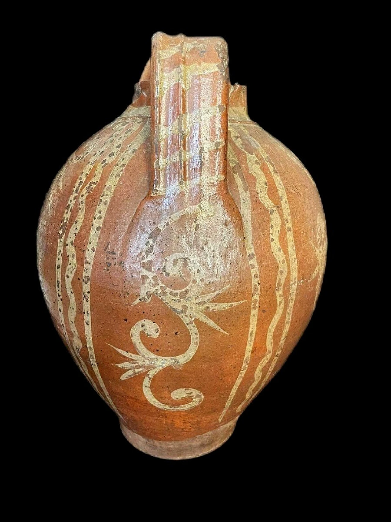 Orcio a beccaccia in terracotta invetriata e dipinta, '600 6
